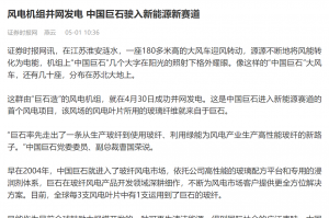 时报：风电机组并网发电 中国巨石驶入新能源新赛道